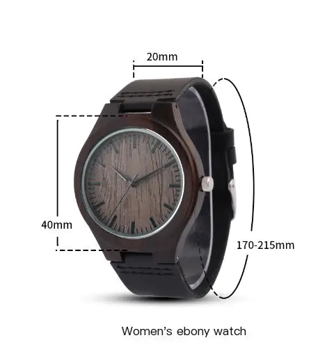 REDEAR Natural Ebony Wood Couple Watches
